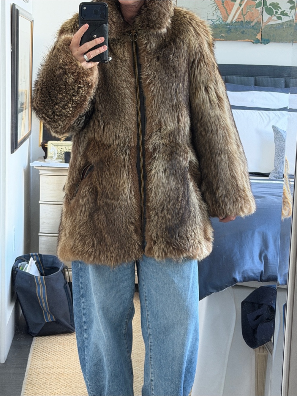 Women's Vintage 1960’s Alpine Raccoon Ski Parka L
